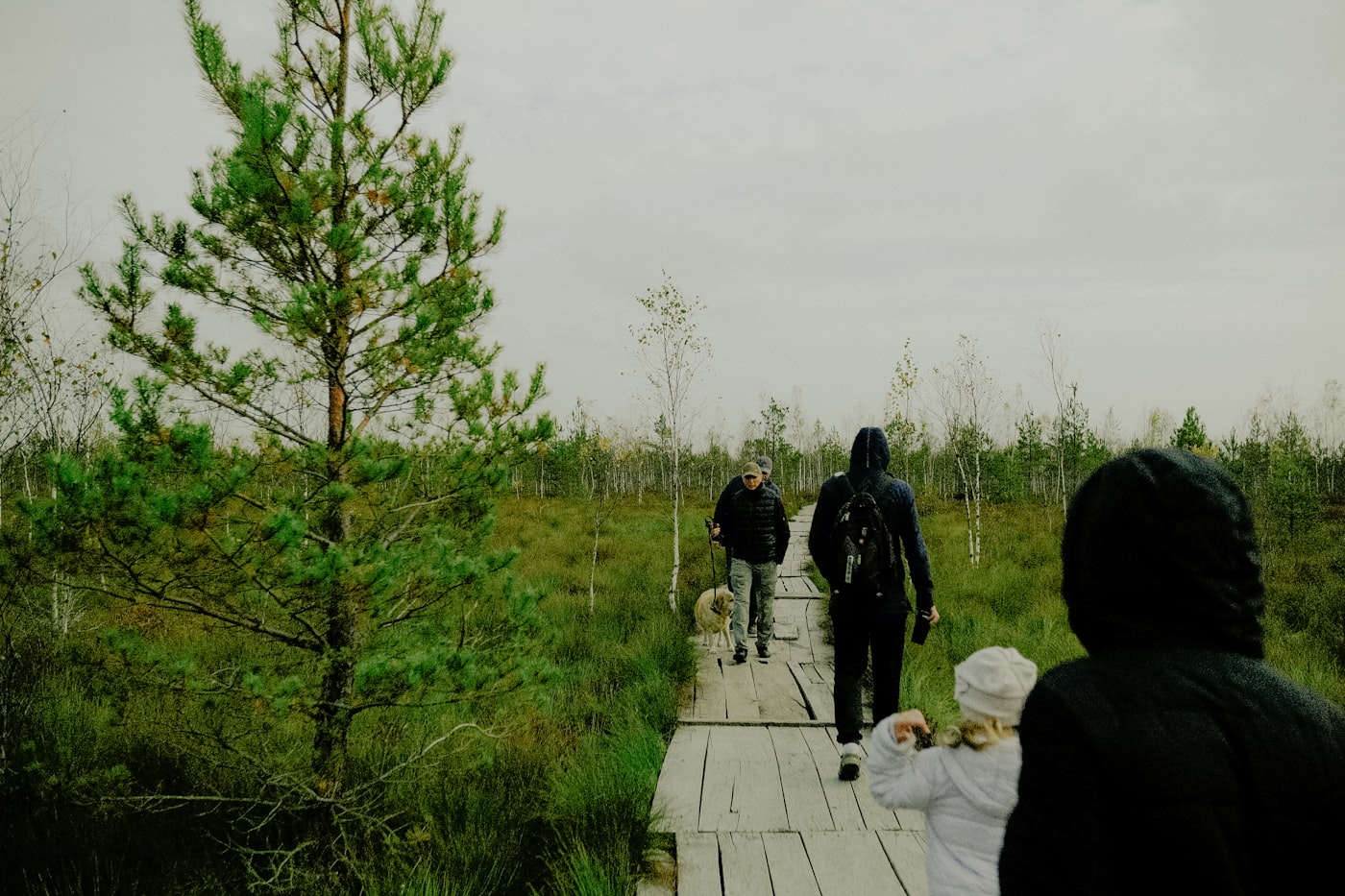 Family enjoying a boardwalk trail in the community